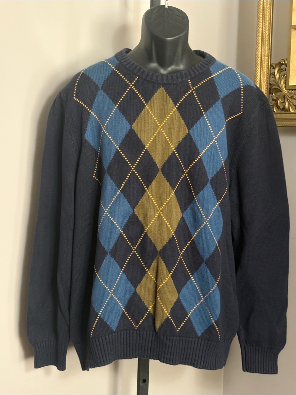 Lands End XL Drifter Argyle Sweater